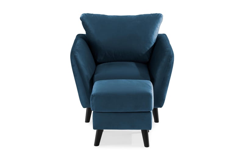 Trend Lænestol med Fodskammel - Midnatsblå Velour - Møbler - Stole & lænestole - Lænestole - Lænestol med fodskammel