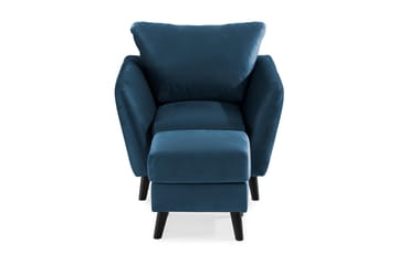 Trend Lænestol med Fodskammel - Midnatsblå Velour - Møbler - Stole & lænestole - Lænestole
