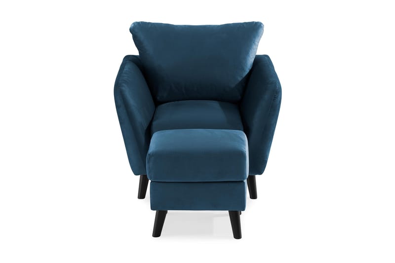 Trend Lænestol med Fodskammel - Midnatsblå Velour - Lænestole - Lænestol med fodskammel