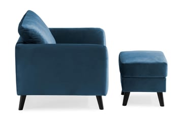 Trend Lænestol med Fodskammel - Midnatsblå Velour - Møbler - Stole & lænestole - Lænestole