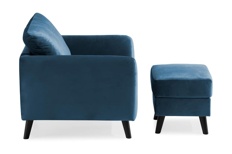 Trend Lænestol med Fodskammel - Midnatsblå Velour - Møbler - Stole & lænestole - Lænestole