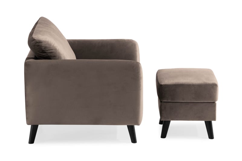 Trend Lænestol med Fodskammel - Muldvarp Velour - Møbler - Stole & lænestole - Lænestole - Lænestol med fodskammel