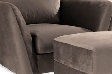 Trend Lænestol med Fodskammel - Muldvarp Velour - Møbler - Stole & lænestole - Lænestole