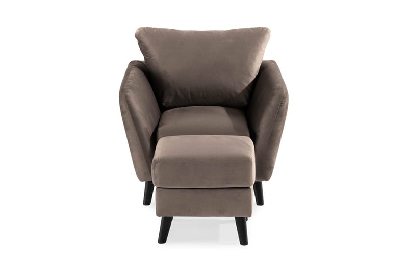 Trend Lænestol med Fodskammel - Muldvarp Velour - Møbler - Stole & lænestole - Lænestole - Lænestol med fodskammel
