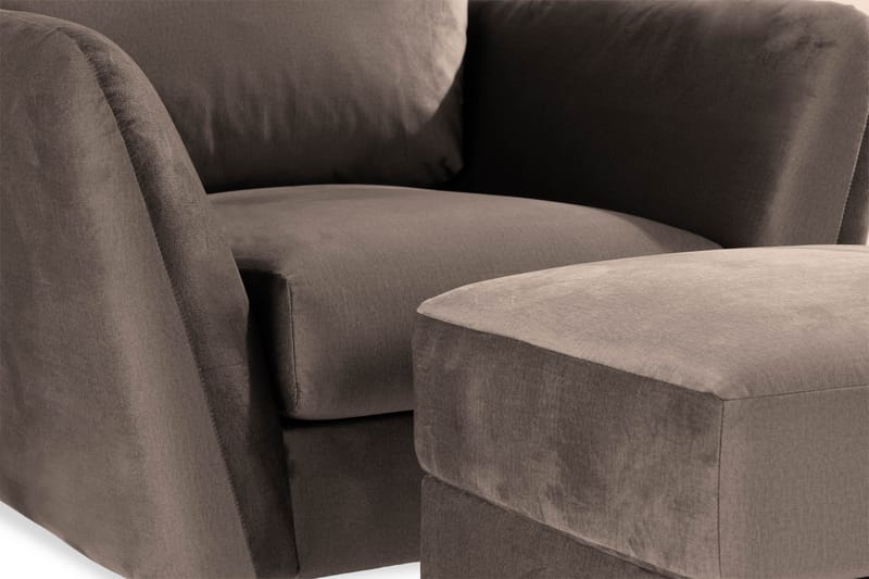 Trend Lænestol med Fodskammel - Muldvarp Velour - Møbler - Stole & lænestole - Lænestole - Lænestol med fodskammel