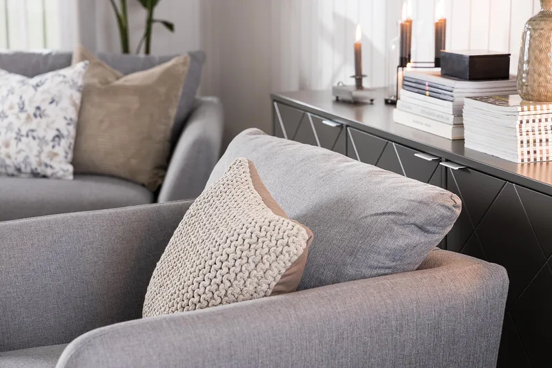 Trend Sofagruppe Lænestol med Fodskammel - Lysegrå - Møbler - Stole & lænestole - Lænestole - Lænestol med fodskammel