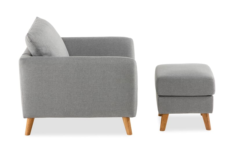 Trend Sofagruppe Lænestol med Fodskammel - Lysegrå - Lænestol med fodskammel - Lænestole