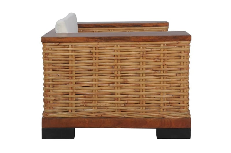 Lænestol Med Hynder Naturlig Rattan Brun - Brun - Møbler - Stole & lænestole - Lænestole