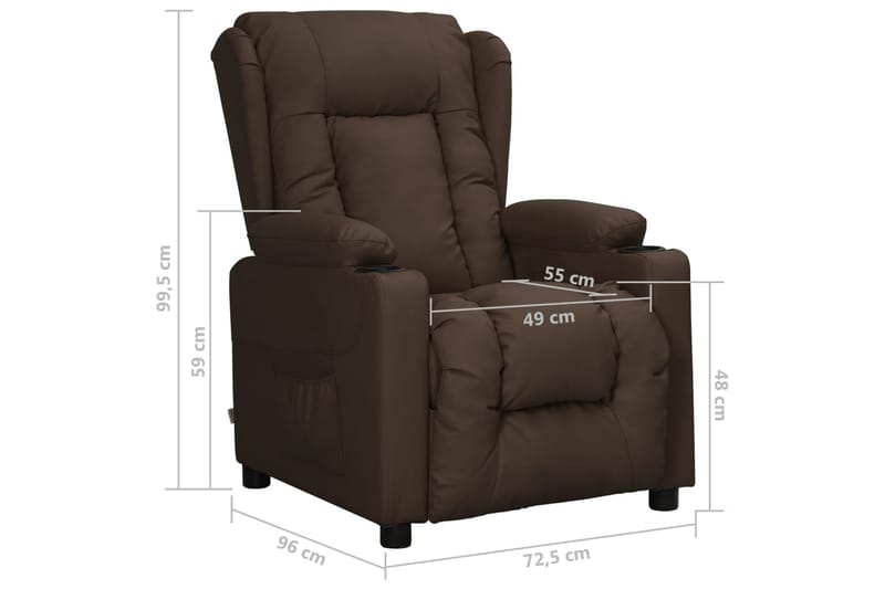 lænestol med løftefunktion kunstlæder brun - Brun - Møbler - Stole & lænestole - Lænestole - Recliner lænestol