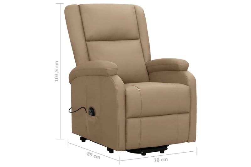 lænestol med løftefunktion kunstlæder cappuccinofarvet - Brun - Møbler - Stole & lænestole - Lænestole - Recliner lænestol