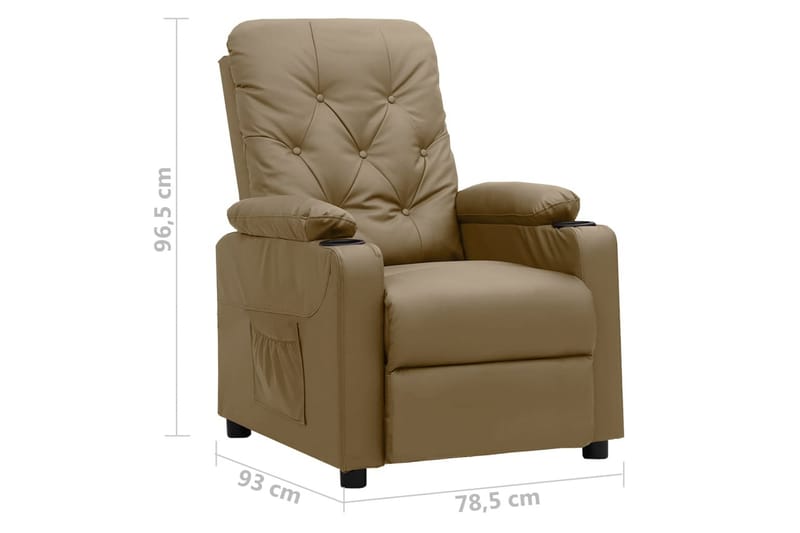 lænestol med løftefunktion kunstlæder cappuccinofarvet - Brun - Møbler - Stole & lænestole - Lænestole - Recliner lænestol