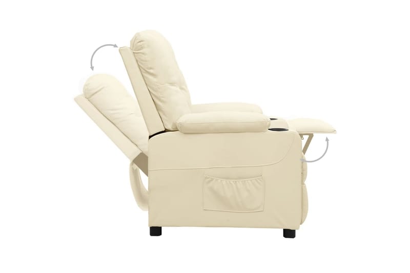 lænestol med løftefunktion kunstlæder cremefarvet - Creme - Møbler - Stole & lænestole - Lænestole - Recliner lænestol