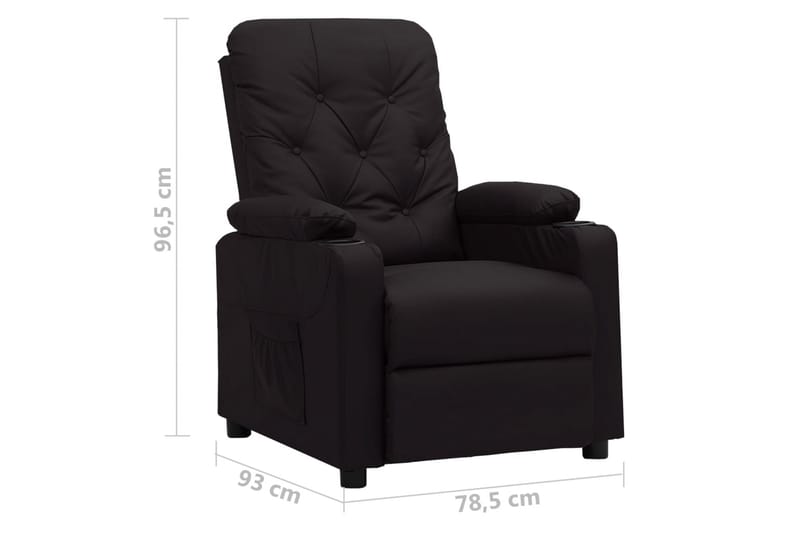 lænestol med løftefunktion kunstlæder sort - Sort - Møbler - Stole & lænestole - Lænestole - Recliner lænestol
