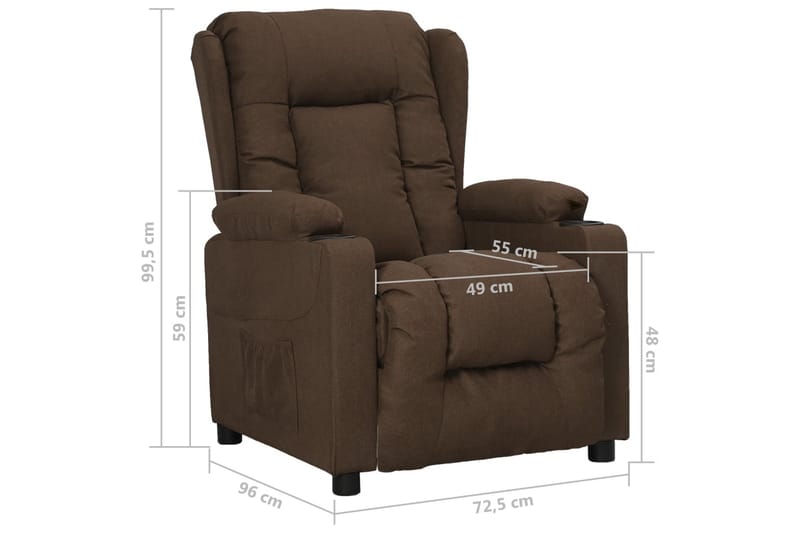 lænestol med løftefunktion stof brun - Brun - Møbler - Stole & lænestole - Lænestole - Recliner lænestol