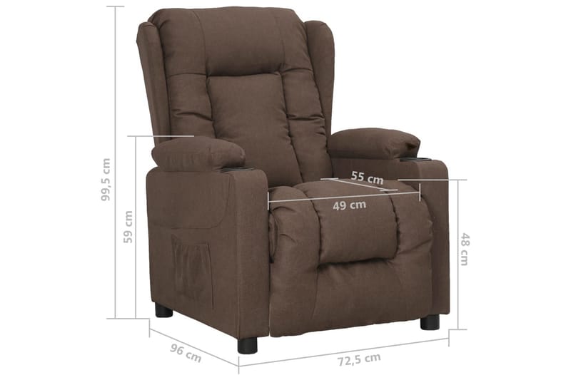 lænestol med løftefunktion stof gråbrun - Gråbrun - Møbler - Stole & lænestole - Lænestole - Recliner lænestol