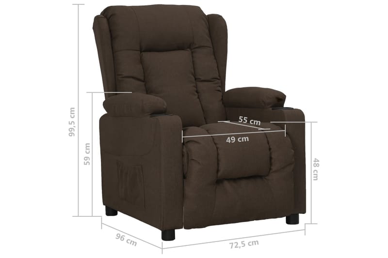 lænestol med løftefunktion stof mørkebrun - Brun - Møbler - Stole & lænestole - Lænestole - Recliner lænestol