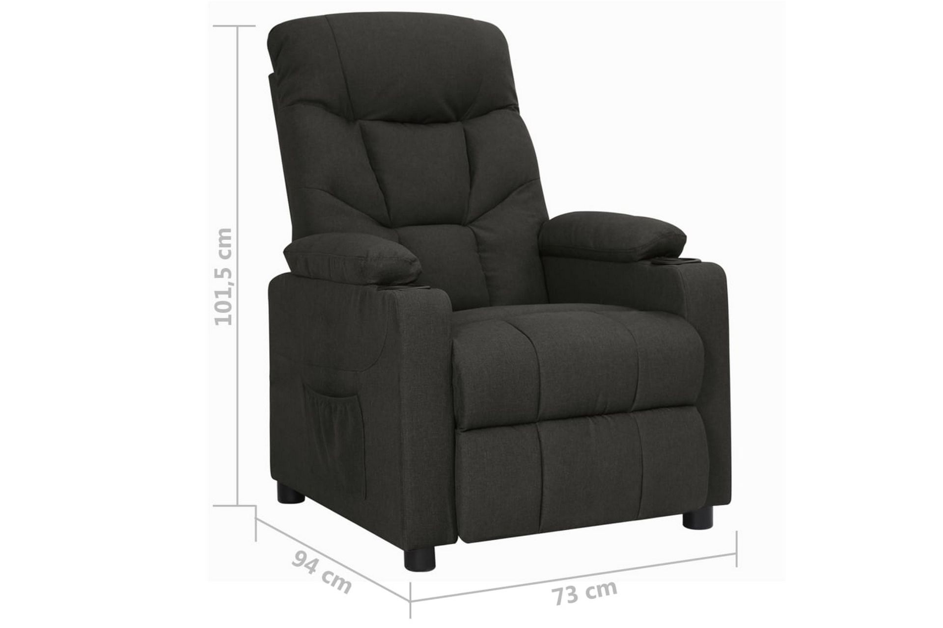 lænestol med løftefunktion stof sort - Sort - Møbler - Stole & lænestole - Lænestole - Recliner lænestol
