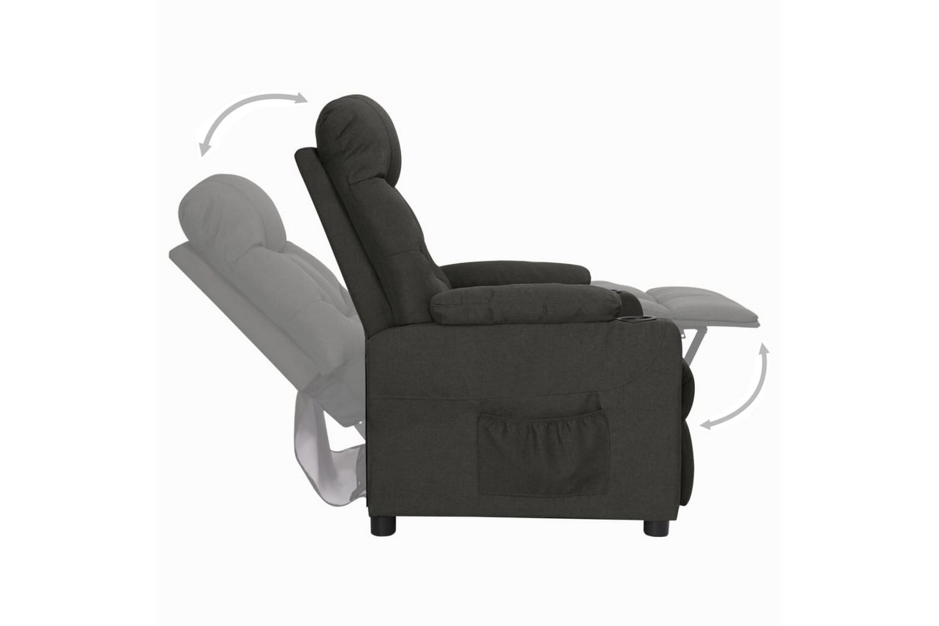 lænestol med løftefunktion stof sort - Sort - Møbler - Stole & lænestole - Lænestole - Recliner lænestol