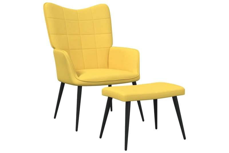 lænestol med skammel 62x68,5x96 cm stof sennepsgul - Møbler - Stole & lænestole - Lænestole