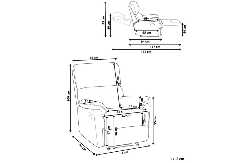 Lænestol med vippefunktion Everton - Grå - Møbler - Stole & lænestole - Lænestole - Recliner lænestol