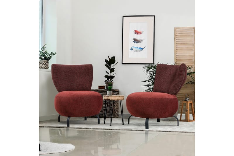 Lolya Lænestol - Rød/Natur - Møbler - Stole & lænestole - Lænestole - Lænestol uden armlæn