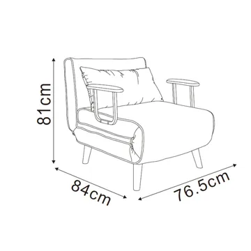 lænestolsseng HOME4YOU Hannes 76,5x84x81 cm grå - grå - Møbler - Stole & lænestole - Lænestole - Sengestol