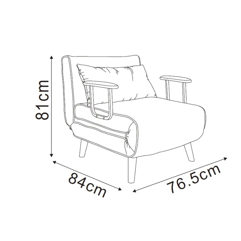 lænestolsseng HOME4YOU Hannes 76,5x84x81 cm grå - grå - Møbler - Stole & lænestole - Lænestole - Sengestol