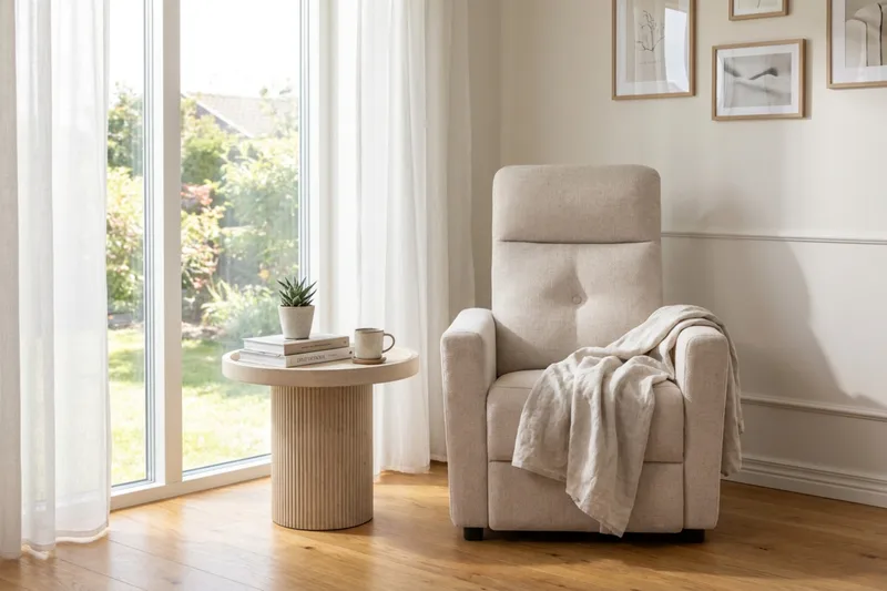 Leia manuel reclinerlænestol i stof - Beige - Møbler - Stole & lænestole - Lænestole - Recliner lænestol