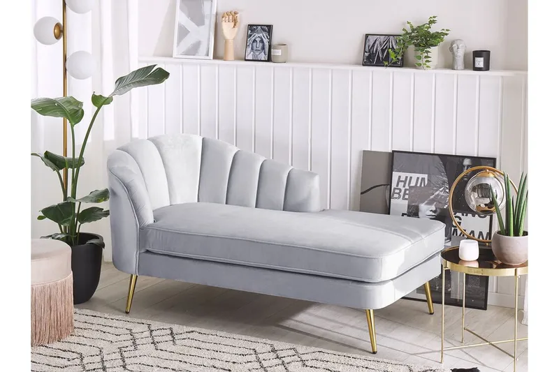 Allier Chaiselong Venstre - Velour/Grå - Møbler - Stole & lænestole - Lænestole - Liggestol