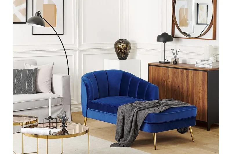 Allier Chaiselong Venstre - Velour/Koboltblå - Møbler - Stole & lænestole - Lænestole - Liggestol