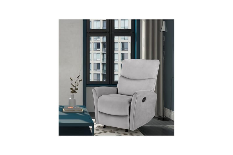 Liggestol Chesley Grå, Velour/Metal/Træ - Grå, Velour/Metal/Træ - Møbler - Stole & lænestole - Lænestole - Recliner lænestol