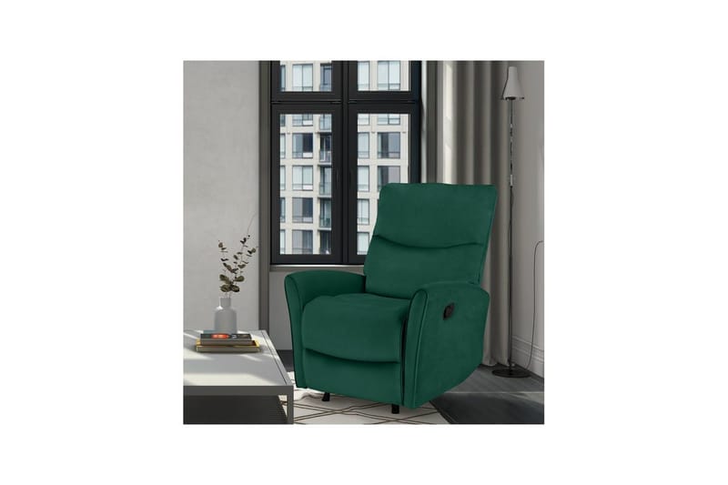 Liggestol Chesley Mørkegrøn, Velour/Metal/Træ - Mørkegrøn, Velour/Metal/Træ - Møbler - Stole & lænestole - Lænestole - Recliner lænestol