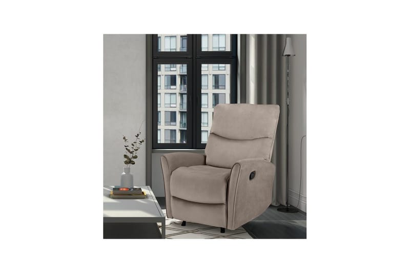 Liggestol Chesley Taupe, Velour/Metal/Træ - Taupe, Velour/Metal/Træ - Møbler - Stole & lænestole - Lænestole - Recliner lænestol