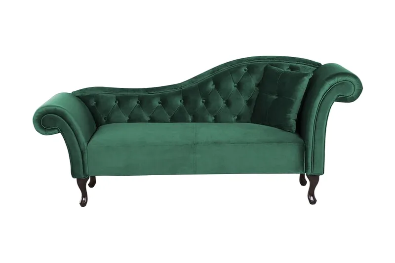 Lattes Chaiselong Højre, Velour/Grøn