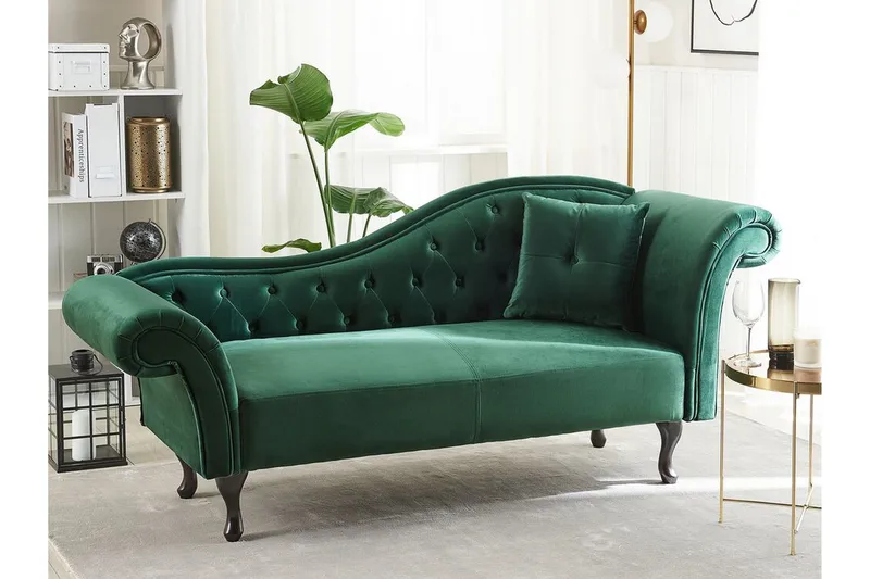 Lattes Chaiselong Højre - Velour/Grøn - Møbler - Sofaer - Daybed