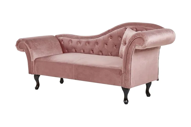 Lattes Chaiselong Højre - Velour/Lyserød - Møbler - Sofaer - Daybed