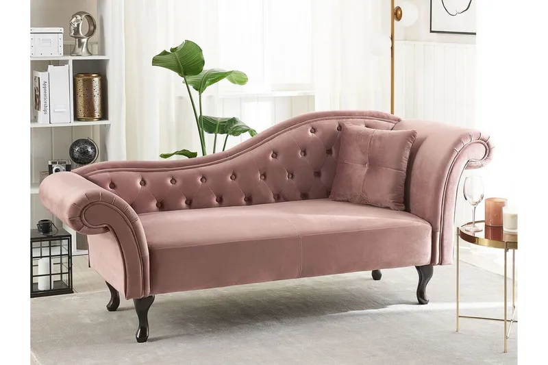 Lattes Chaiselong Højre - Velour/Lyserød - Møbler - Sofaer - Daybed