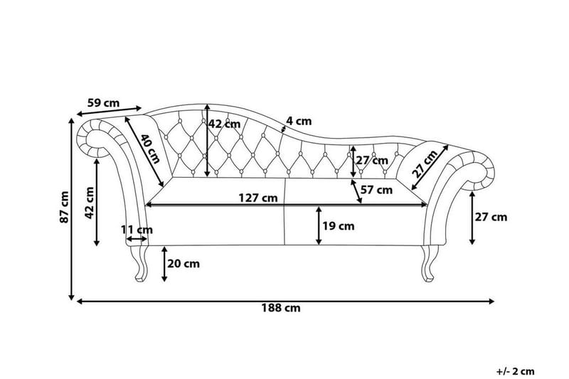 Lattes Chaiselong Venstre - Velour/Beige - Møbler - Sofaer - Daybed