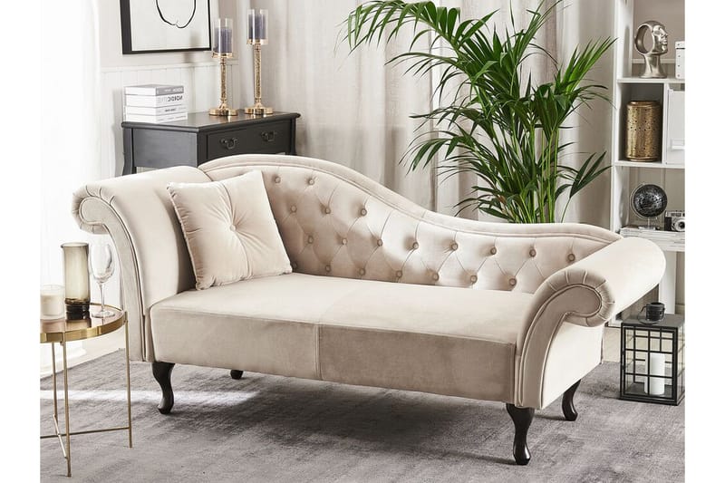 Lattes Chaiselong Venstre - Velour/Beige - Møbler - Sofaer - Daybed