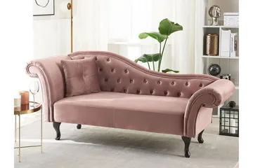 Lattes Chaiselong Venstre - Velour/Lyserød - Møbler - Sofaer - Daybed
