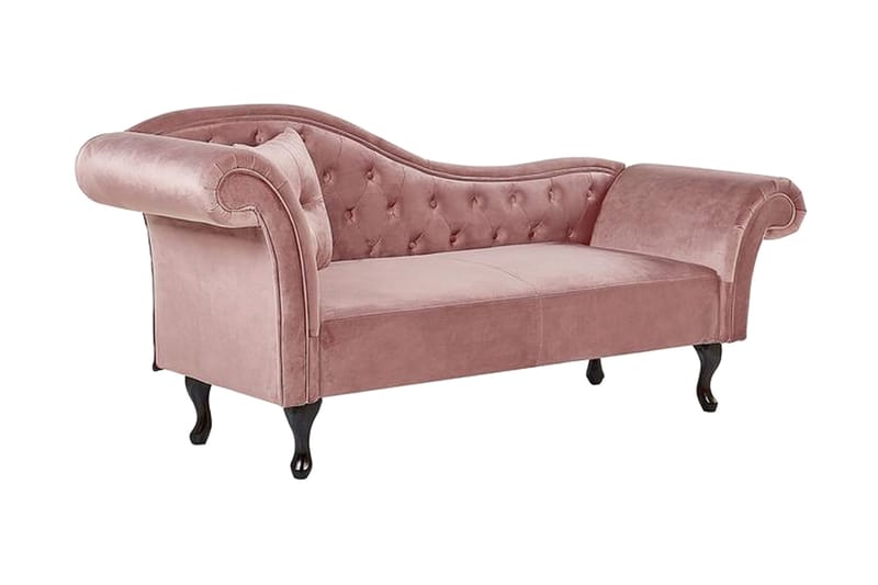 Lattes Chaiselong Venstre, Velour/Lyserød