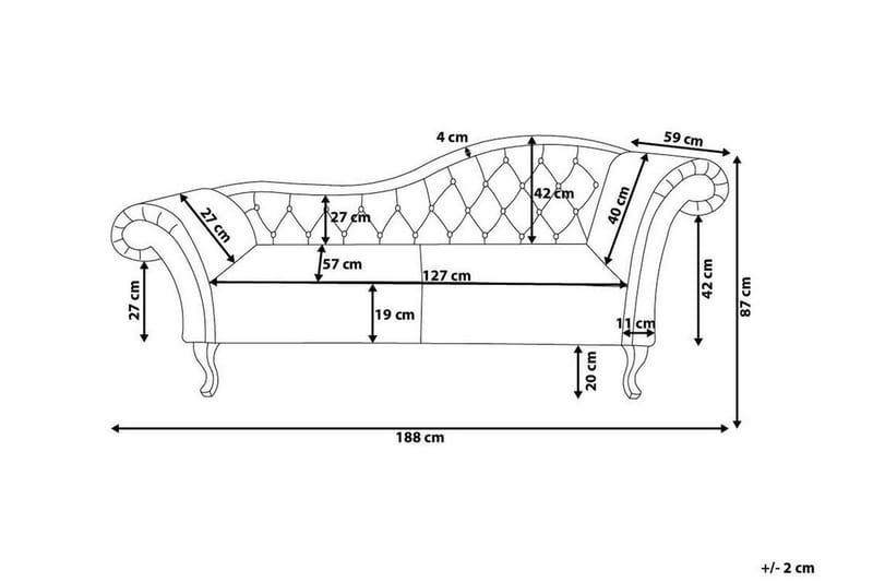 Lattes Højre Lige Daybed 188 cm i Stof - Rosa - Møbler - Sofaer - Daybed