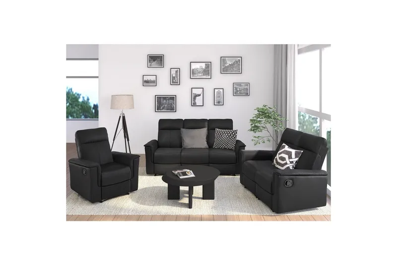 Liggestol Southbrook Sort, Ægte læder/PU/Træ/Metal, Manuel liggestol - Sort, Ægte læder/PU/Træ/Metal, Manuel liggestol - Møbler - Stole & lænestole - Lænestole - Recliner lænestol