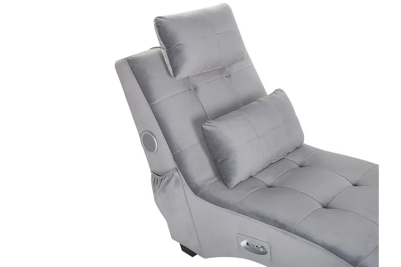 Volans Chaiselong med Bluetooth-højtalere - Velour/Grå - Møbler - Stole & lænestole - Lænestole - Liggestol
