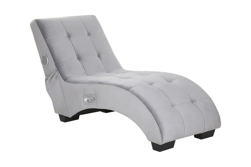 Volans Chaiselong med Bluetooth-højtalere - Velour/Grå - Møbler - Stole & lænestole - Lænestole - Liggestol