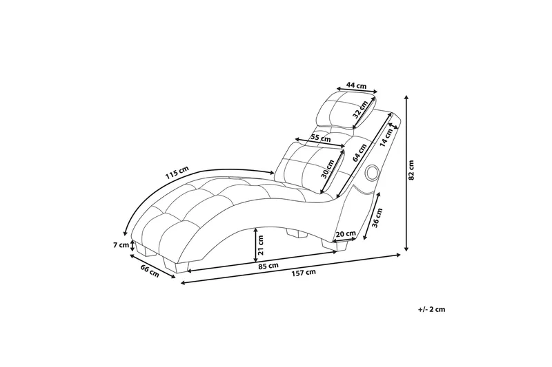 Volans Chaiselong med Bluetooth-højtalere - Velour/Grå - Møbler - Stole & lænestole - Lænestole - Liggestol