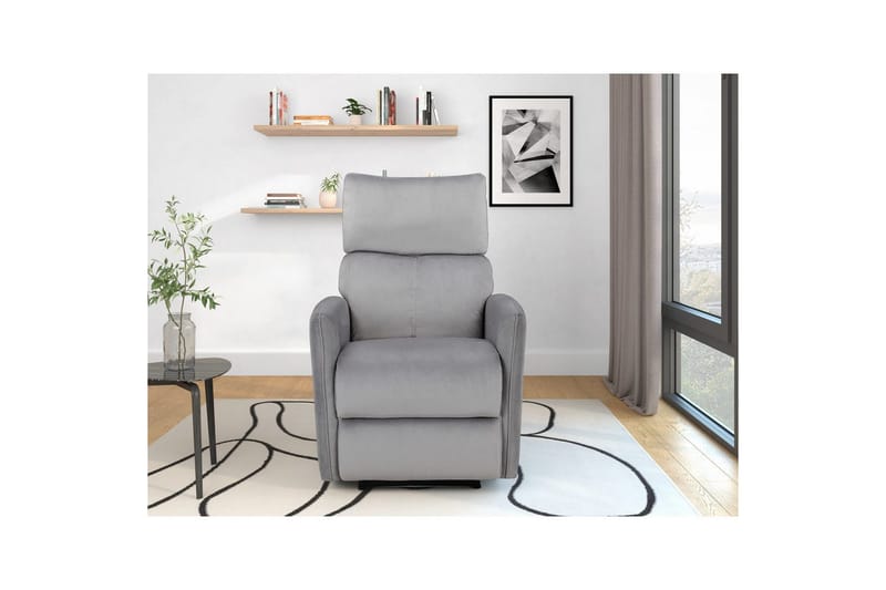Liggestol Pineto Grå, Velour/Metal/Træ - Grå, Velour/Metal/Træ - Møbler - Stole & lænestole - Lænestole - Recliner lænestol