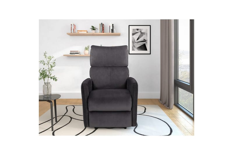Liggestol Pineto Antracit, Velour/Metal/Træ - Antracit, Velour/Metal/Træ - Møbler - Stole & lænestole - Lænestole - Liggestol