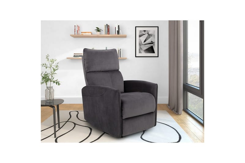 Liggestol Pineto Antracit, Velour/Metal/Træ - Antracit, Velour/Metal/Træ - Møbler - Stole & lænestole - Lænestole - Liggestol