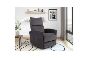 Liggestol Pineto Antracit, Velour/Metal/Træ - Antracit, Velour/Metal/Træ - Møbler - Stole & lænestole - Lænestole - Recliner lænestol